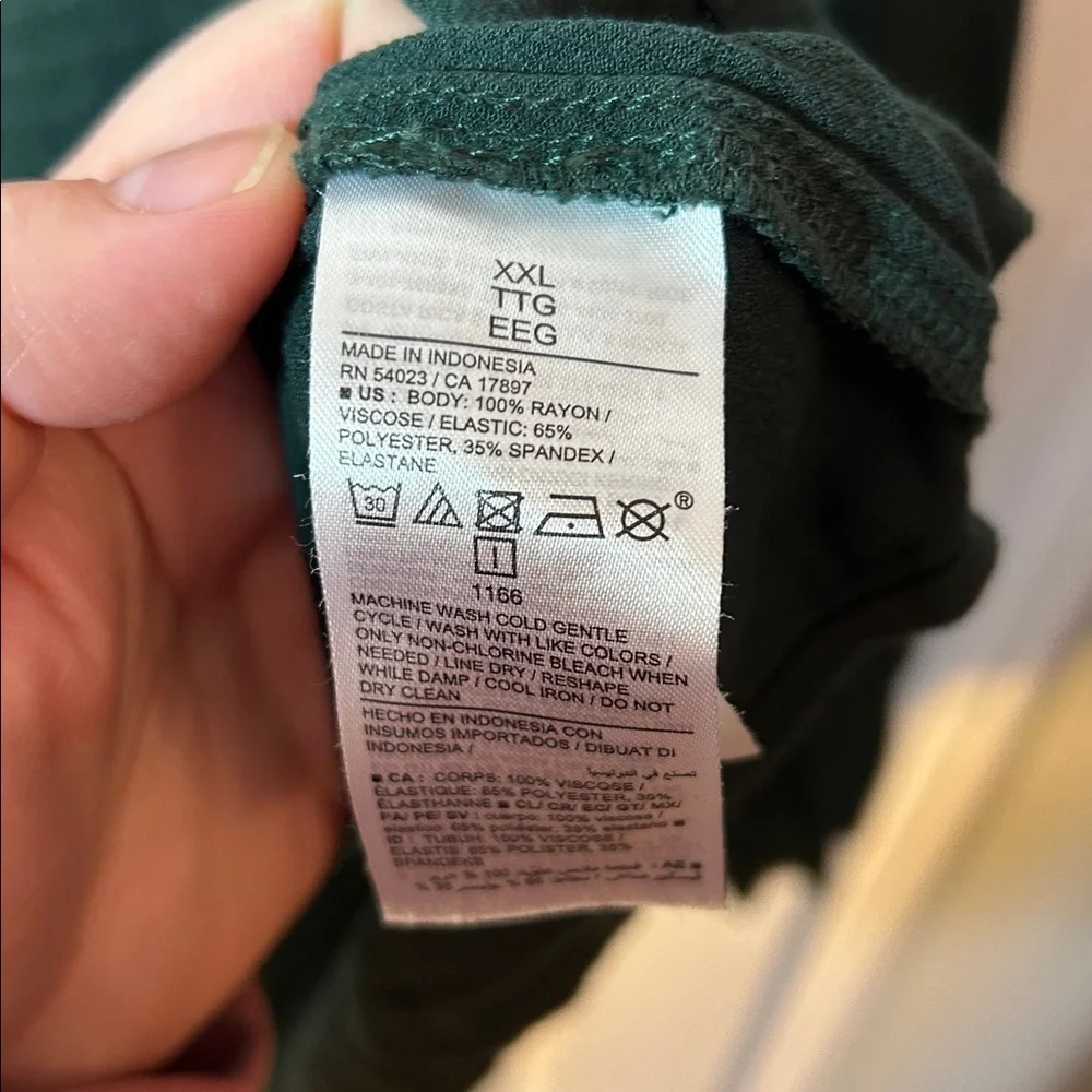 Old Navy Long Sleeve Smocked Peplum Blouse Dark Bottle Green size XXL - Picture 5 of 6